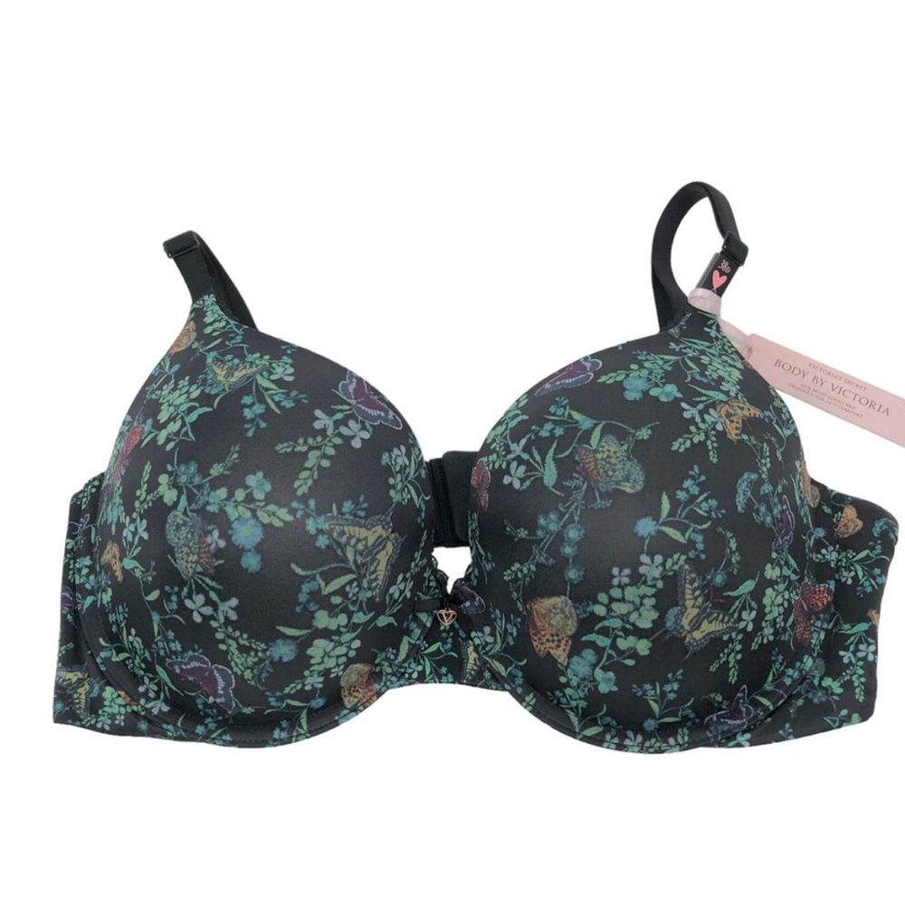 Victoria's Secret Black and Green butterfly Underwire Bra